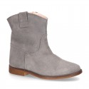 Suede leather ankle boots countryside style with classic design.