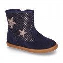 Autumn winter canvas little ankle boots with STARS design.