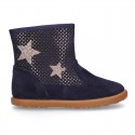 Autumn winter canvas little ankle boots with STARS design.