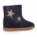 Autumn winter canvas little ankle boots with STARS design.