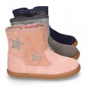 Autumn winter canvas little ankle boots with STARS design.