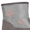 Autumn winter canvas little ankle boots with STARS design.