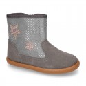 Autumn winter canvas little ankle boots with STARS design.