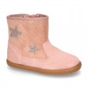 Autumn winter canvas little ankle boots with STARS design.