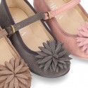 New Suede leather little Mary Jane shoes with FLOWER Pompon design.