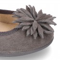 New Suede leather little Mary Jane shoes with FLOWER Pompon design.