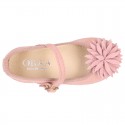 New Suede leather little Mary Jane shoes with FLOWER Pompon design.