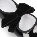 New Little Mary Janes angle style in BLACK patent leather with velvet ties.