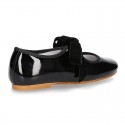 New Little Mary Janes angle style in BLACK patent leather with velvet ties.