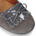 Little Mary Jane shoes with FRINGED design in Suede leather.