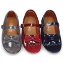 Little Mary Jane shoes with BOW and fringed design in Suede leather.