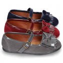Little Mary Jane shoes with BOW and fringed design in Suede leather.