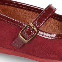 Little Mary Jane shoes with BOW and fringed design in Suede leather.