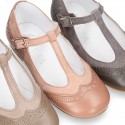 New T-strap little Mary Janes combined in soft suede leather with soft nappa leather.