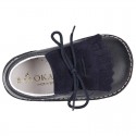 Little Classic Oxford style shoes with fringed design and flexible soles in combined leather.