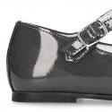 Little T strap Mary Jane shoes in patent leather.