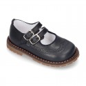 Nappa leather SPORT Mary Jane shoes with mountain soles.