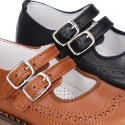 Nappa leather SPORT Mary Jane shoes with mountain soles.