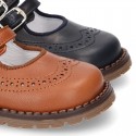 Nappa leather SPORT Mary Jane shoes with mountain soles.