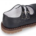 Nappa leather SPORT Mary Jane shoes with mountain soles.