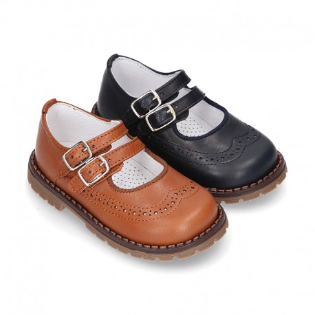 Nappa leather SPORT Mary Jane shoes with mountain soles.