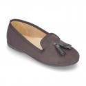 Autumn winter canvas Ballet flats with tassels.