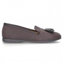 Autumn winter canvas Ballet flats with tassels.