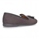 Autumn winter canvas Ballet flats with tassels.