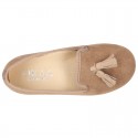 Autumn winter canvas Ballet flats with tassels.