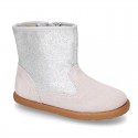 Autumn winter suede leather little ankle boots with GLITTER design.