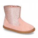 Autumn winter suede leather little ankle boots with GLITTER design.