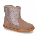 Autumn winter suede leather little ankle boots with GLITTER design.