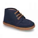 Autumn winter canvas Bootie shoes Moccasin wallabee style.