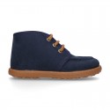 Autumn winter canvas Bootie shoes Moccasin wallabee style.