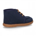 Autumn winter canvas Bootie shoes Moccasin wallabee style.