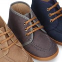 Autumn winter canvas Bootie shoes Moccasin wallabee style.