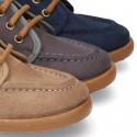 Autumn winter canvas Bootie shoes Moccasin wallabee style.