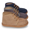 Autumn winter canvas Bootie shoes Moccasin wallabee style.