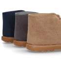 Autumn winter canvas Bootie shoes Moccasin wallabee style.