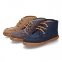 Autumn winter canvas Bootie shoes Moccasin wallabee style.