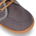 Autumn winter canvas Bootie shoes Moccasin wallabee style.