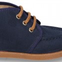 Autumn winter canvas Bootie shoes Moccasin wallabee style.