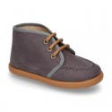 Autumn winter canvas Bootie shoes Moccasin wallabee style.