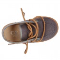 Autumn winter canvas Bootie shoes Moccasin wallabee style.