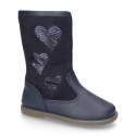 New combined leather boots combined with HEARTS design.