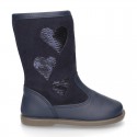 New combined leather boots combined with HEARTS design.