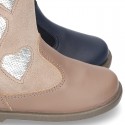 New combined leather boots combined with HEARTS design.