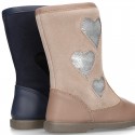 New combined leather boots combined with HEARTS design.