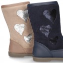 New combined leather boots combined with HEARTS design.