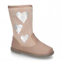 New combined leather boots combined with HEARTS design.